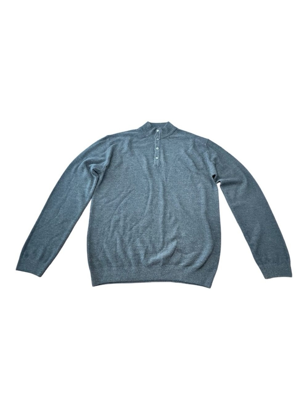 Ledbury The Charcoal Heather Reymond Mock Henley 100% Merino Wool Men’s Size XL